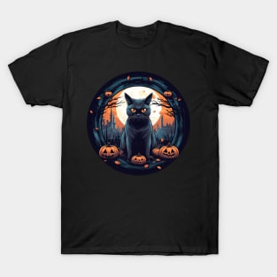 American Shorthair Black Cat Halloween, Cat Lover T-Shirt